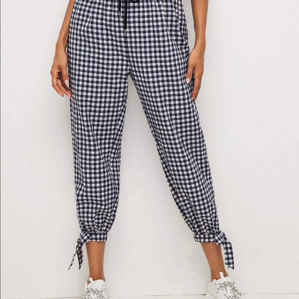 SHEIN Checkers Ankle High waisted Pants